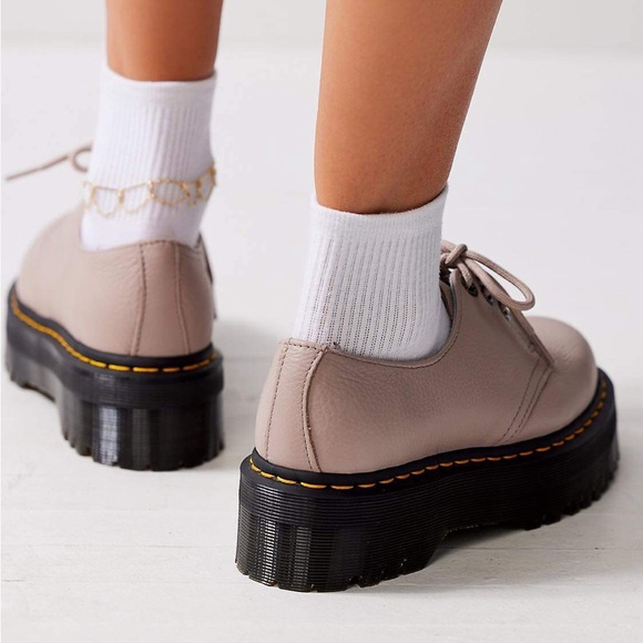 Dr. Martens Men’s SZ.9 1461  Quad II Leather Platform Taupe Shoes New - Picture 3 of 14